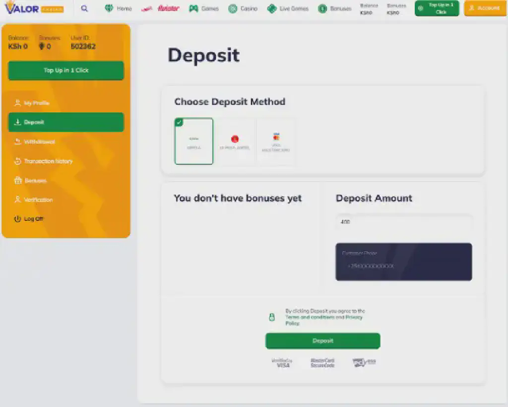 Valor Bet Casino | Top Up and Double Your Chances